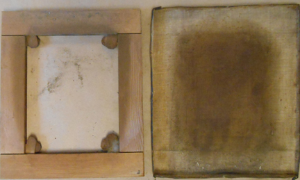 antique painting removed from stretcher